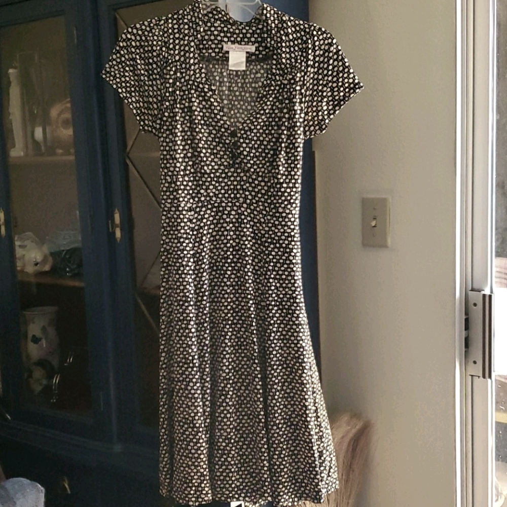 Vintage style Black with White Pokadot midi Dress
